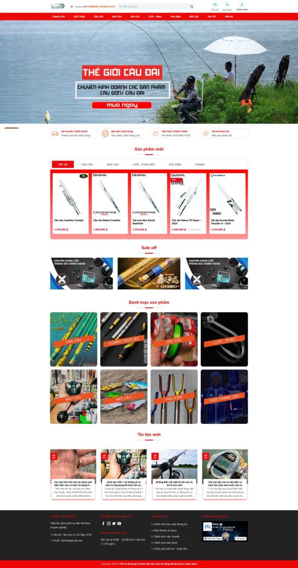 Theme wordpress shop bán dụng cụ câu cá