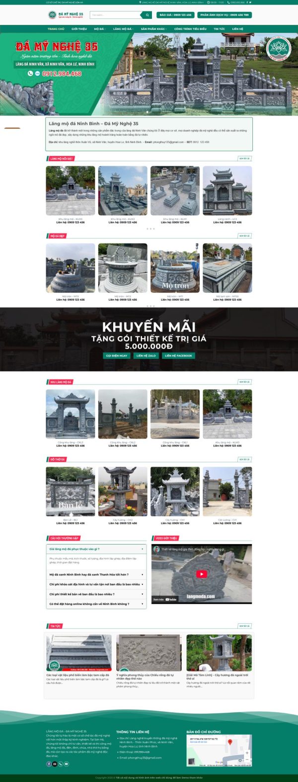 Theme wordpress giới thiệu cơ sơ làm lăng bia mộ